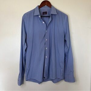 UnTUCKit Blue Gingham Print Collared Button Up Long Sleeve Shirt
